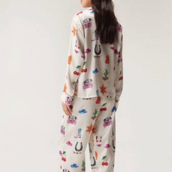 NastyGal Satin Cowboy Western Pajama Pants Set Size Small NWT - Picture 4 of 4